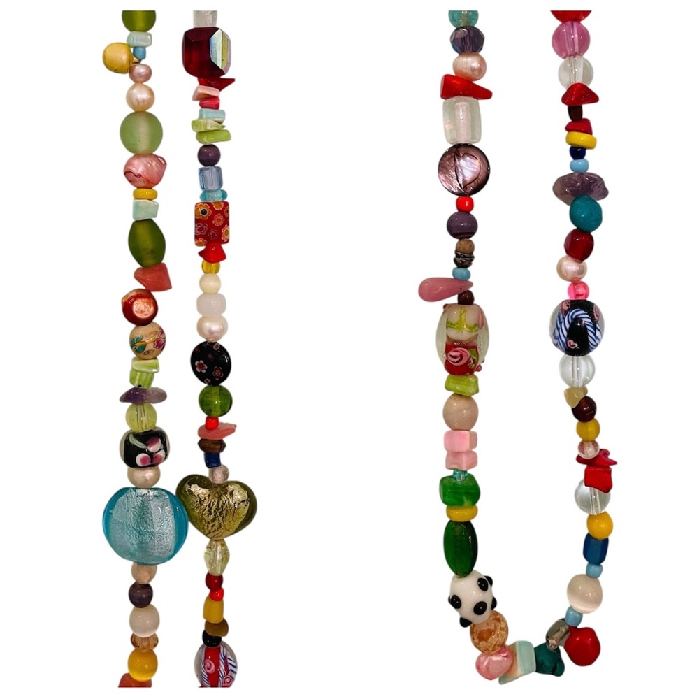Fanciful Long Random Beaded Necklace